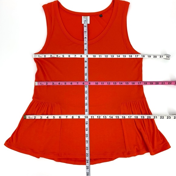 Cabi Hangout Tank # 5402, Orange Deep Scoop Neck Dropped Peplum Tank Top, Medium - Picture 14 of 15